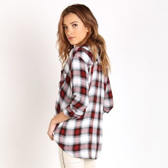 Anthropologie Ash and Ember Button Down front Shirt Plaid Flannel Size XS - Picture 16 of 16